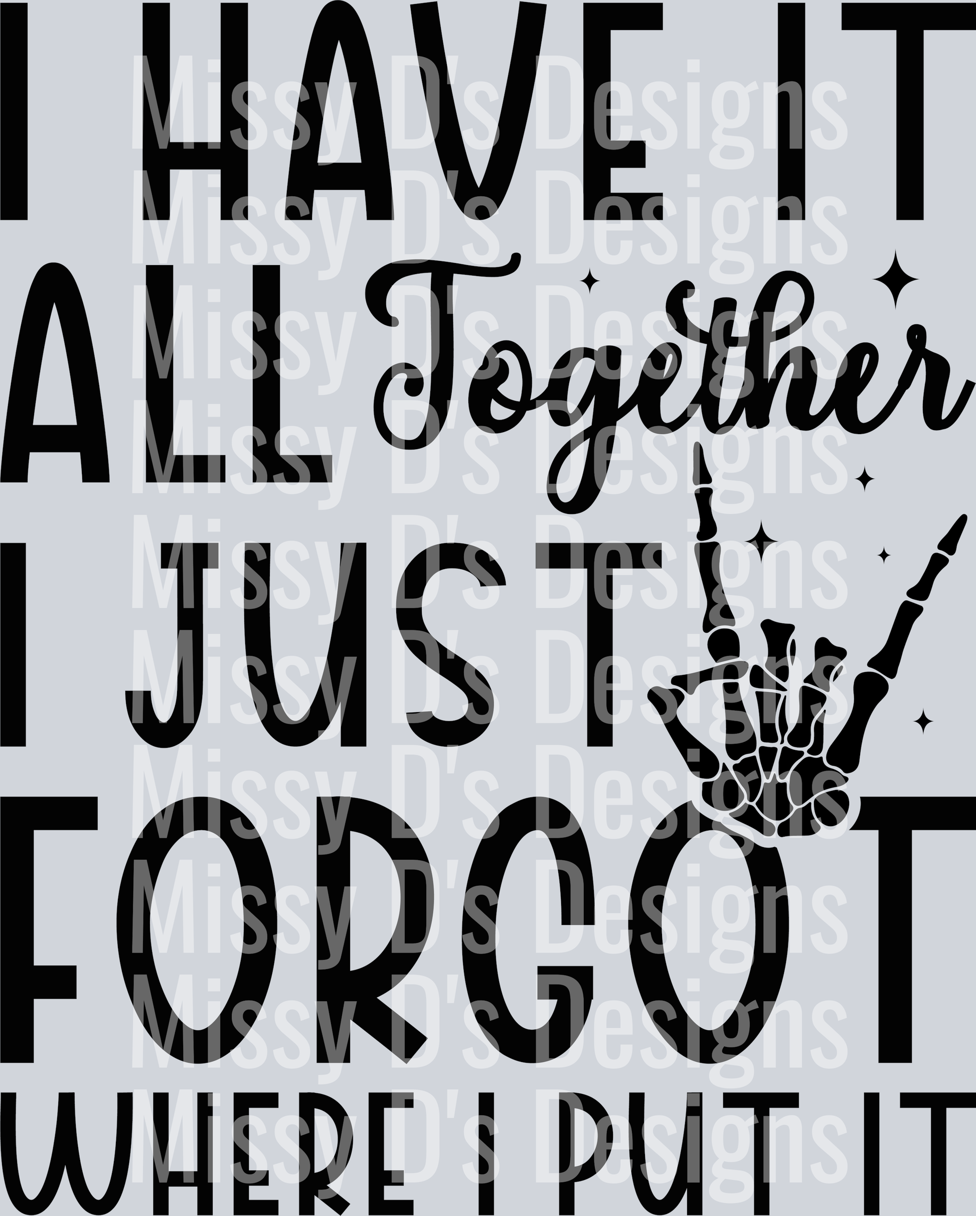 i have it all together i just forgot where i put it