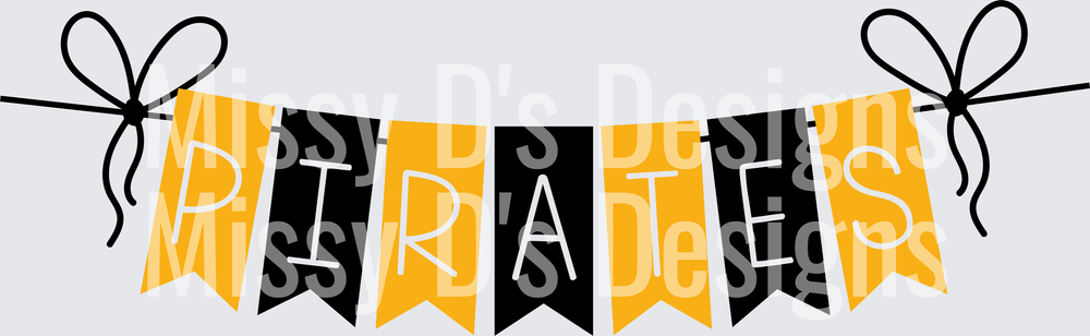 Bow Pennant Banner Pirates Gold & white (3)