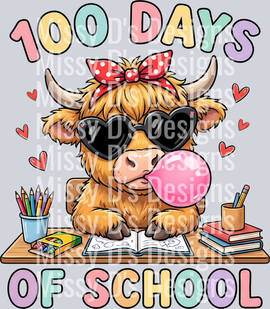 highland cow 100 days of school