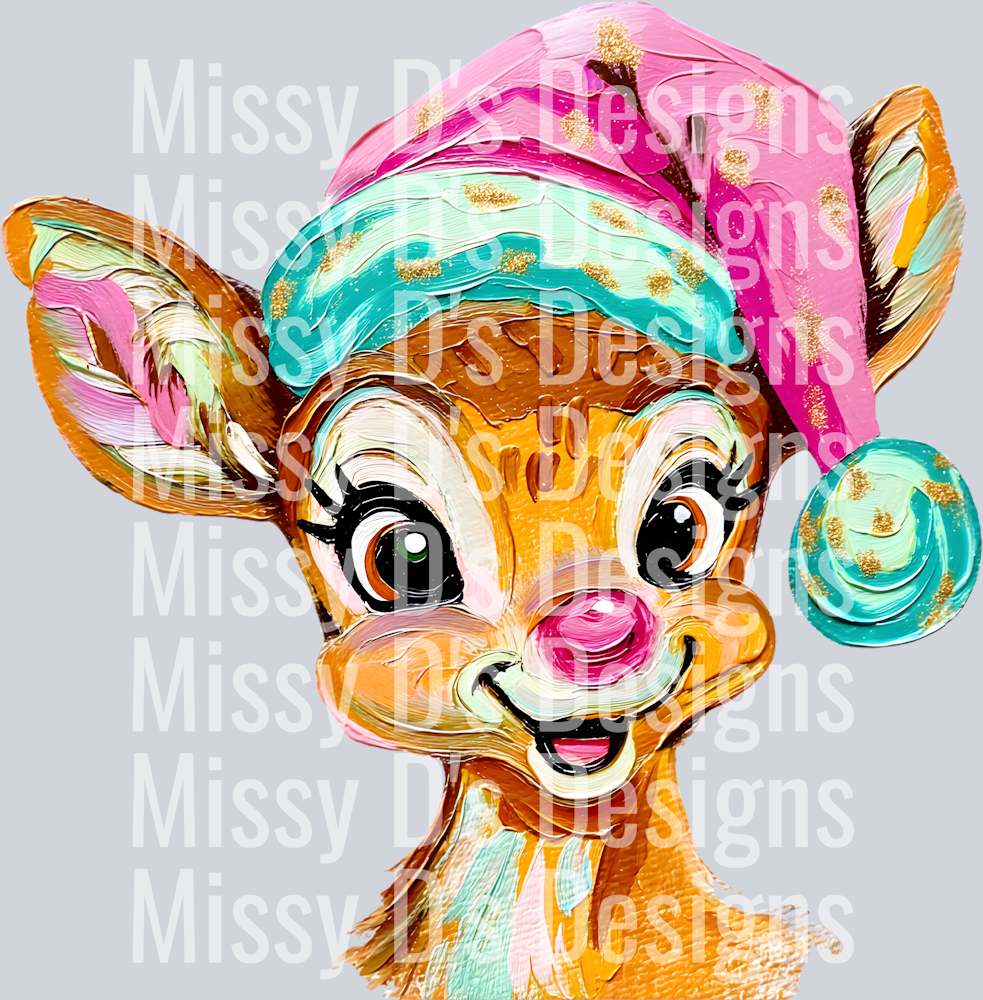 Hand-painted Retro Reindeer Christmas