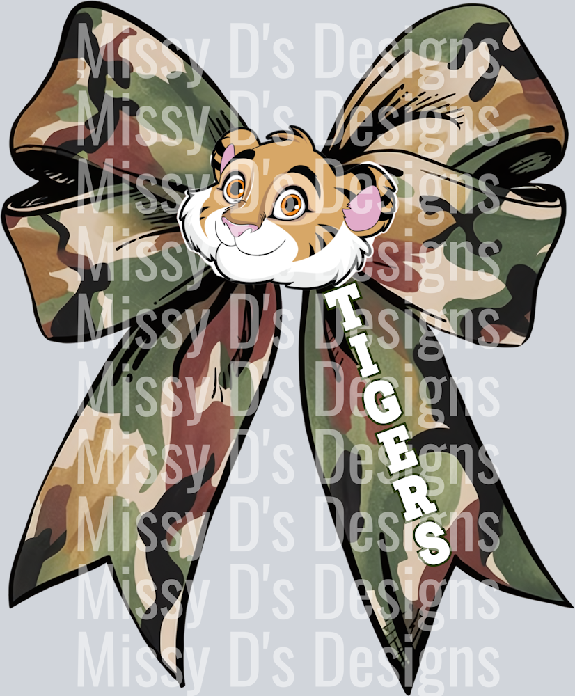 tigers Camo Ribbon Bow Coquette
