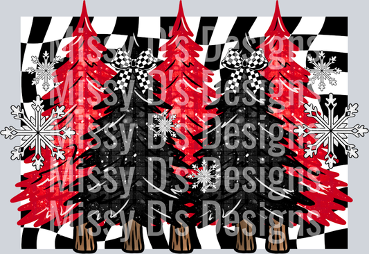 CheckeredChristmasTreesRedBlack
