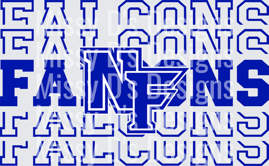 Stacked Mascot North Forney Falcons Blue